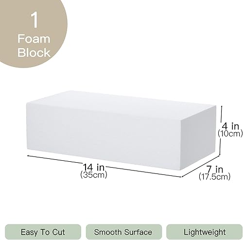 Miniatura 8 de Crafare Paquete de 4 bloques de espuma para manualidades de 14 x 7 x 1 pulgadas, rectángulo de ladrillo de poliestireno para artes, proyectos