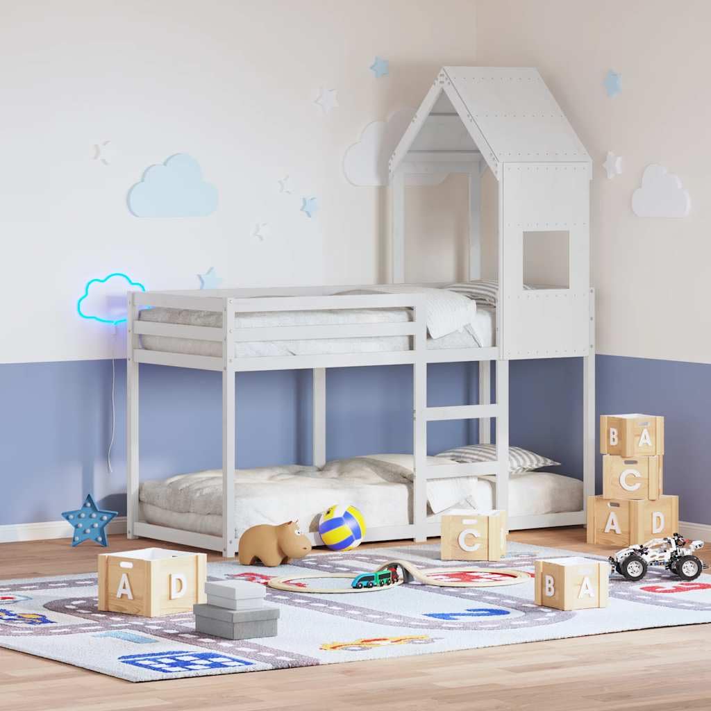 vidaXL Toit de lit pour Enfants Blanc 55x99x139,5cm Bois de pin Massif, Toit de lit, baldaquin de lit pour Enfant, Toit pour lit d'enfant