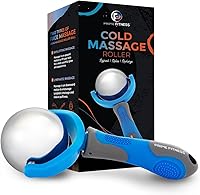 PRIME Fitness Ice Roller Ball Cold Therapy Massager with Handle - Relieve Muscle Pain, Tension, Stiffness (Blue)