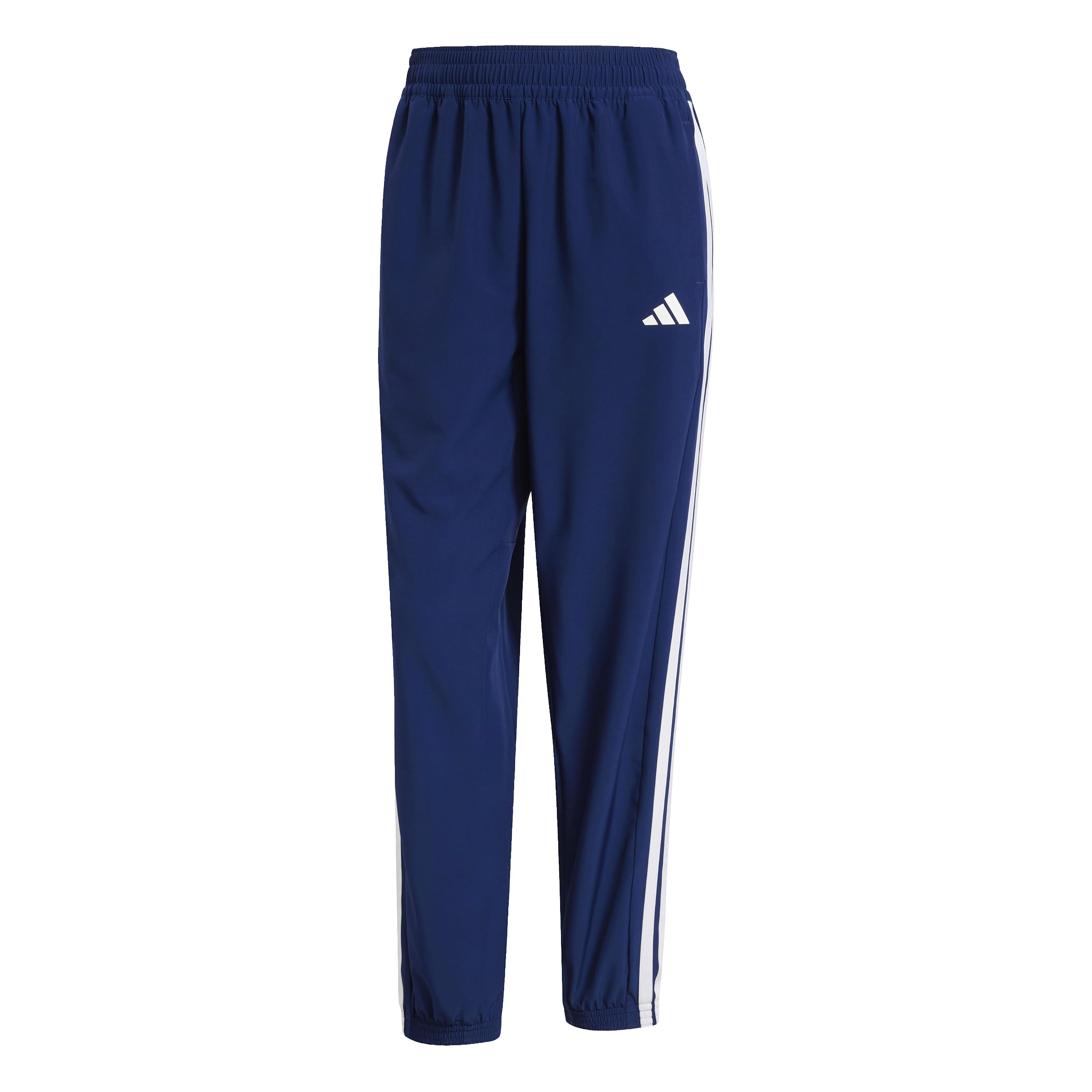 adidas Women's Train Essentials 3-Stripes Woven Pants, Dark Blue/White, S