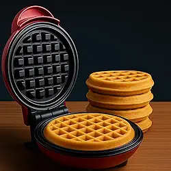 Mini Máquina assadeira de Waffles Elétrica, Antiaderente, para Preparo de Waffles Compacta e Minimalista Premium 110/127 Volts