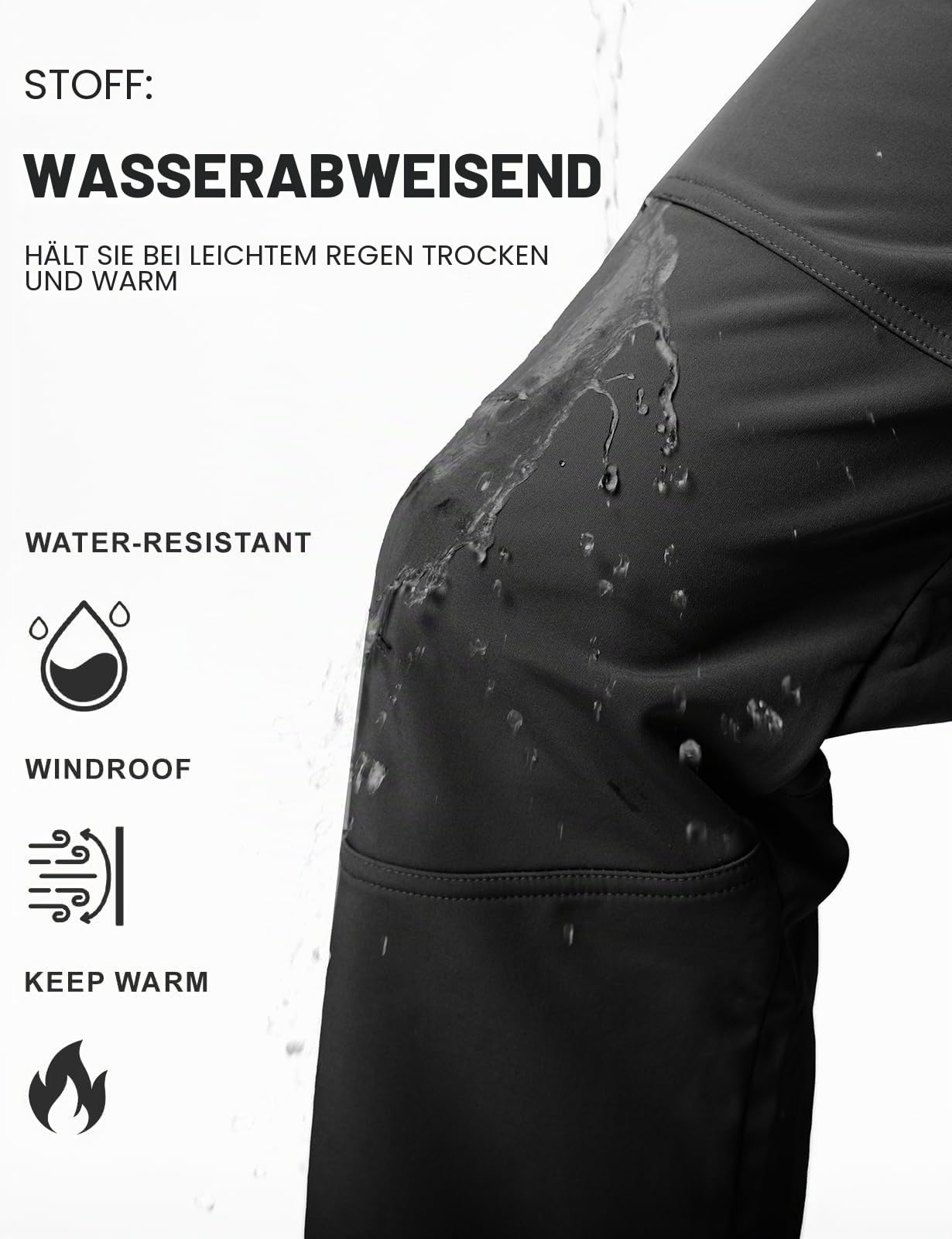 Rdruko Softshellhose Herren Winterhose Wasserdicht Skihose Winter Arbeitshose Warme Gefüttert Hosen Wanderhose Outdoorhose