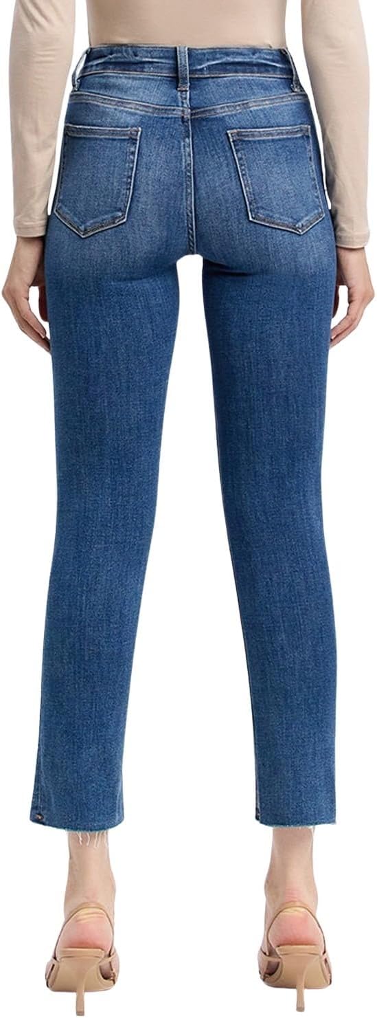 Women's High-Rise Raw Hem Slim Straight Jeans - Image 3