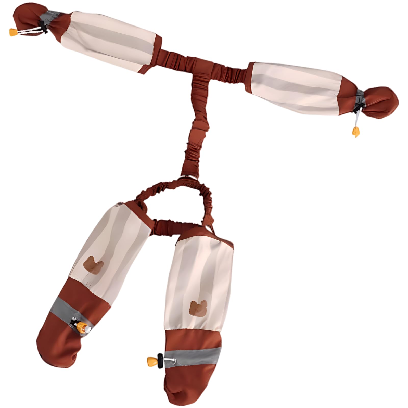 Hundeschutzhose mit Hosenträgern, Wasserabweisende Pfotenschuhe für Hunde, Ganzkörperabdeckung mit Vier Beinen, Pfotenschutz für Spaziergänge, Outdoor-Overall, braun gestreift, Größe M
