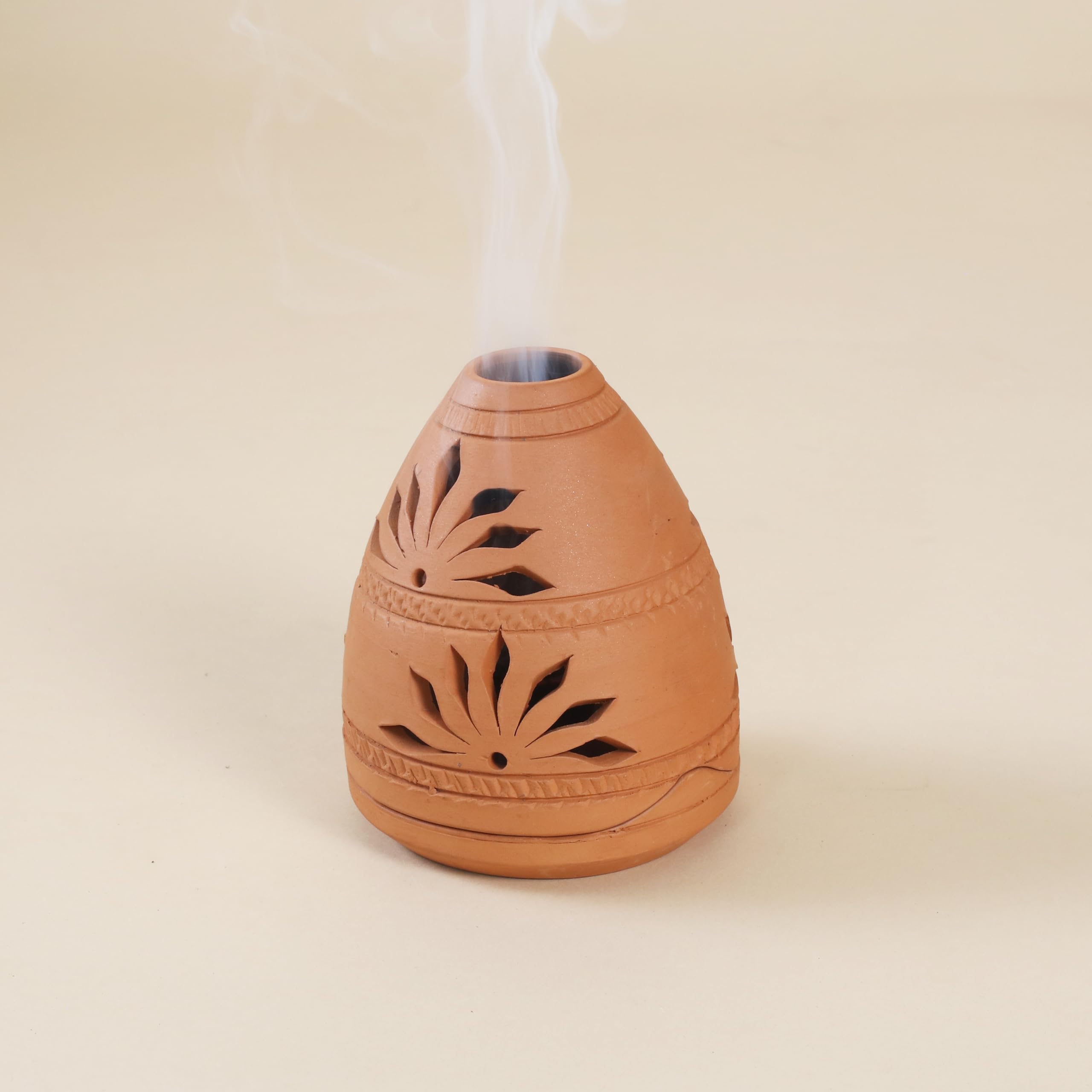 Terracotta Candle Holder, Pottery Tealight Holder, Ethnic Home Decoration, Terracotta Decorative Diya with lid for Home Decoration & Puja, Sambrani Holder-image-5