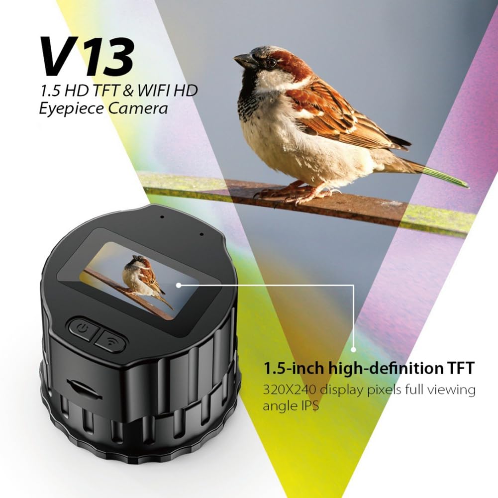 Microscopio V13 WiFi HD Oculare Elettronico Telecamera Schermo da 1,5 Pollici Oculare Ottico Registratore Telescopio per Birdwatching