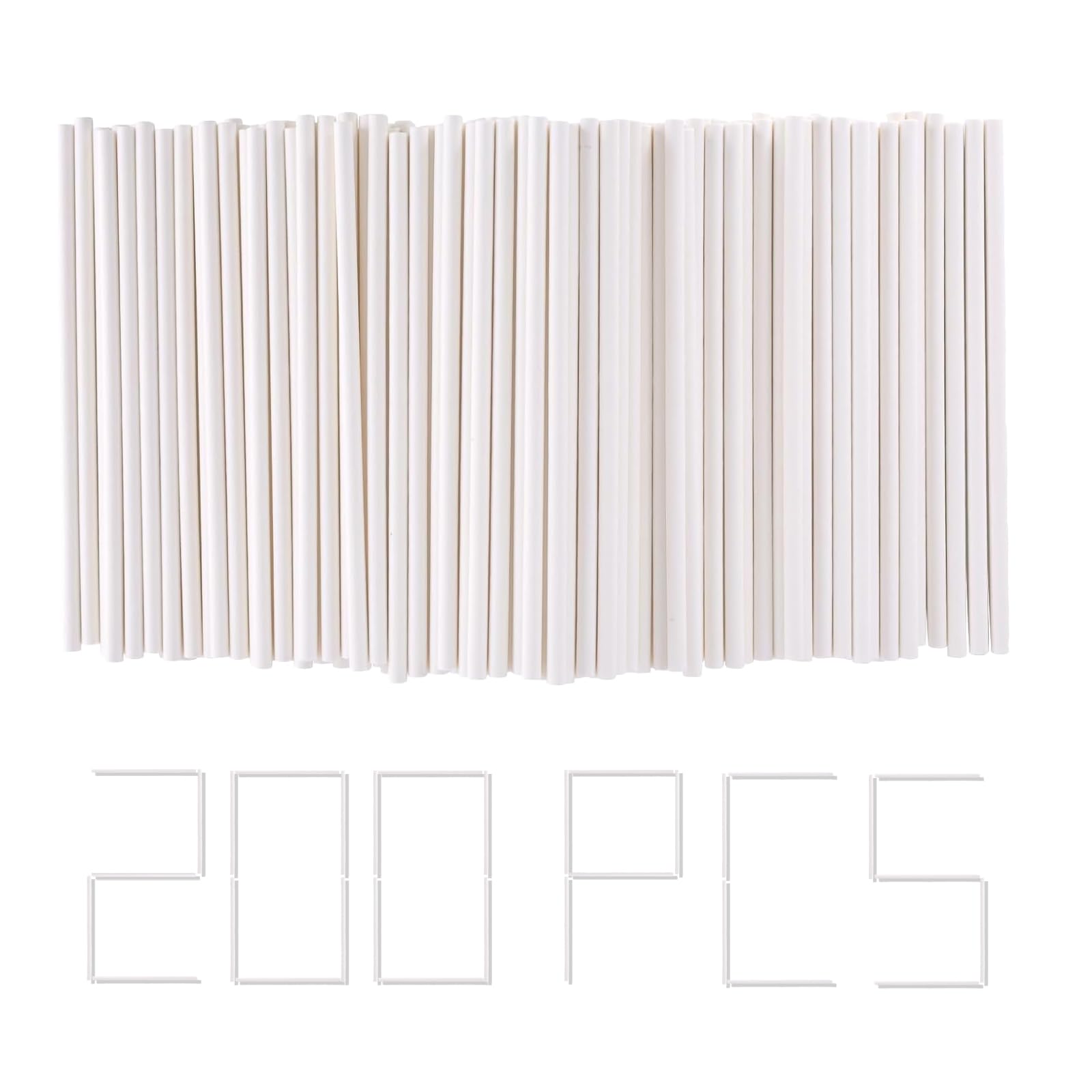 Shirene 200 PCS White Cake Pop Sticks,10cm Food Safe Lollipop Sticks for Cake Pops Candy Floss Cupcake Decorations Baking & DIY Desserts