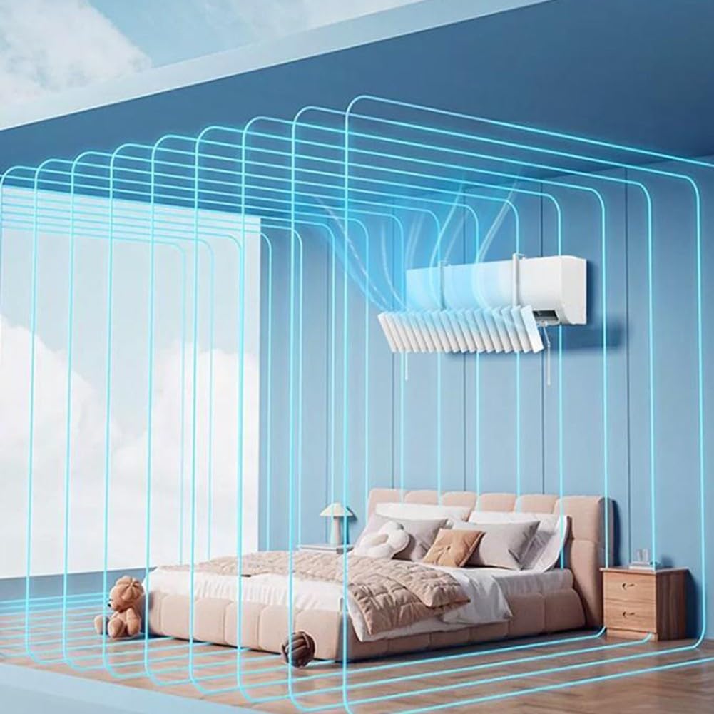 Testa girevole per deflettore per condizionatore d'aria, protezione antivento regolabile per controllo del clima interno, deflettore anti-diretto da parete, 20 x 85 cm, bianco