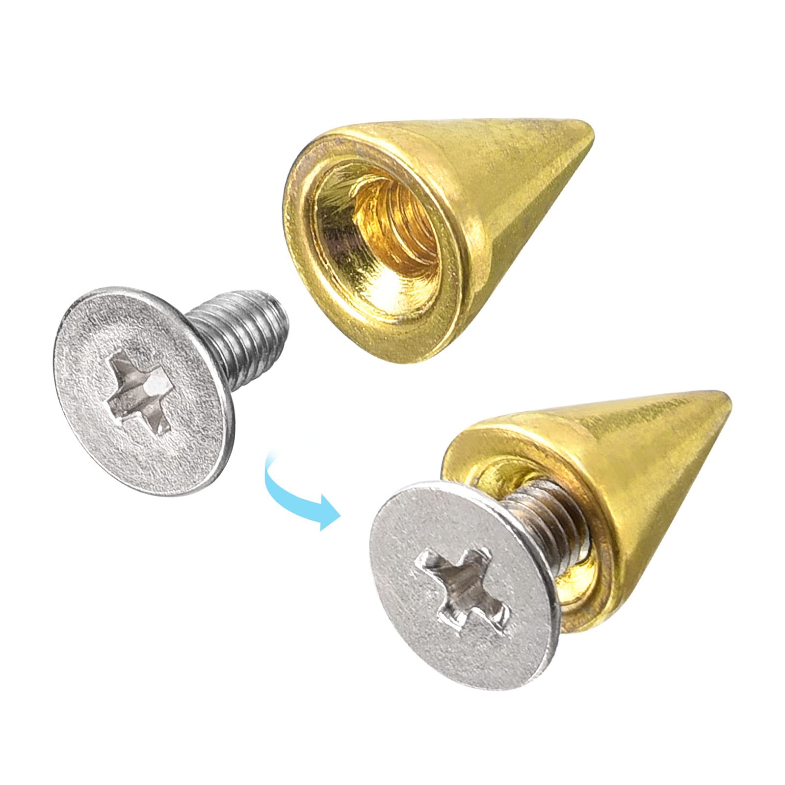 Rivetti A Vite QUARKZMAN 10x5mm | 12 Set Tono Oro | Per Borse In Pelle Fai-Da-Te E Artigianato - Foto 3