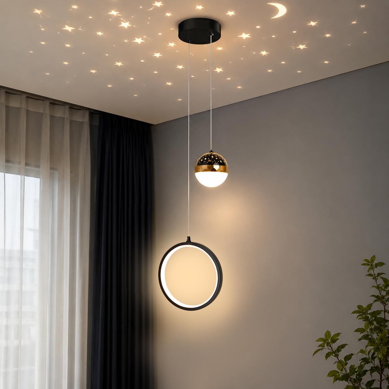 Smarway® 22 Watt Stellar Round LED Hanging Ceiling Pendant Light for Bedroom, Living Room, Restaurants, Dining, Coffee Shop, Home and Office 3 Color Mode (Warm, Cold & Natural)-image-14