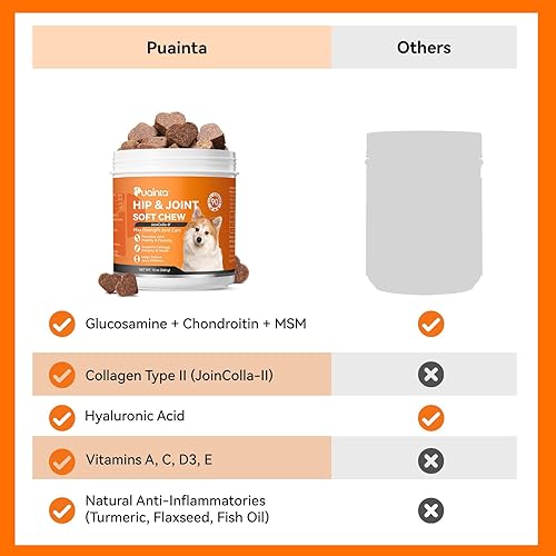 Miniatura 2 de Suplemento de cadera y articulaciones para perros y gatos con colágeno, glucosamina, condroitina, MSM, alivio del dolor en las articulaciones del