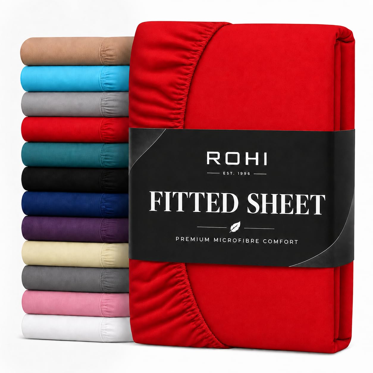 Rohi 40cm Super King Fitted Sheet 2 Pack Red 100% Microfibre Extra Deep Fit