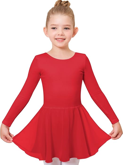 Stelle Ballet Leotards for Girls Long Sleeve Toddler Dance Leotard Outfits with Skirt Classic(Little/Big Kid)