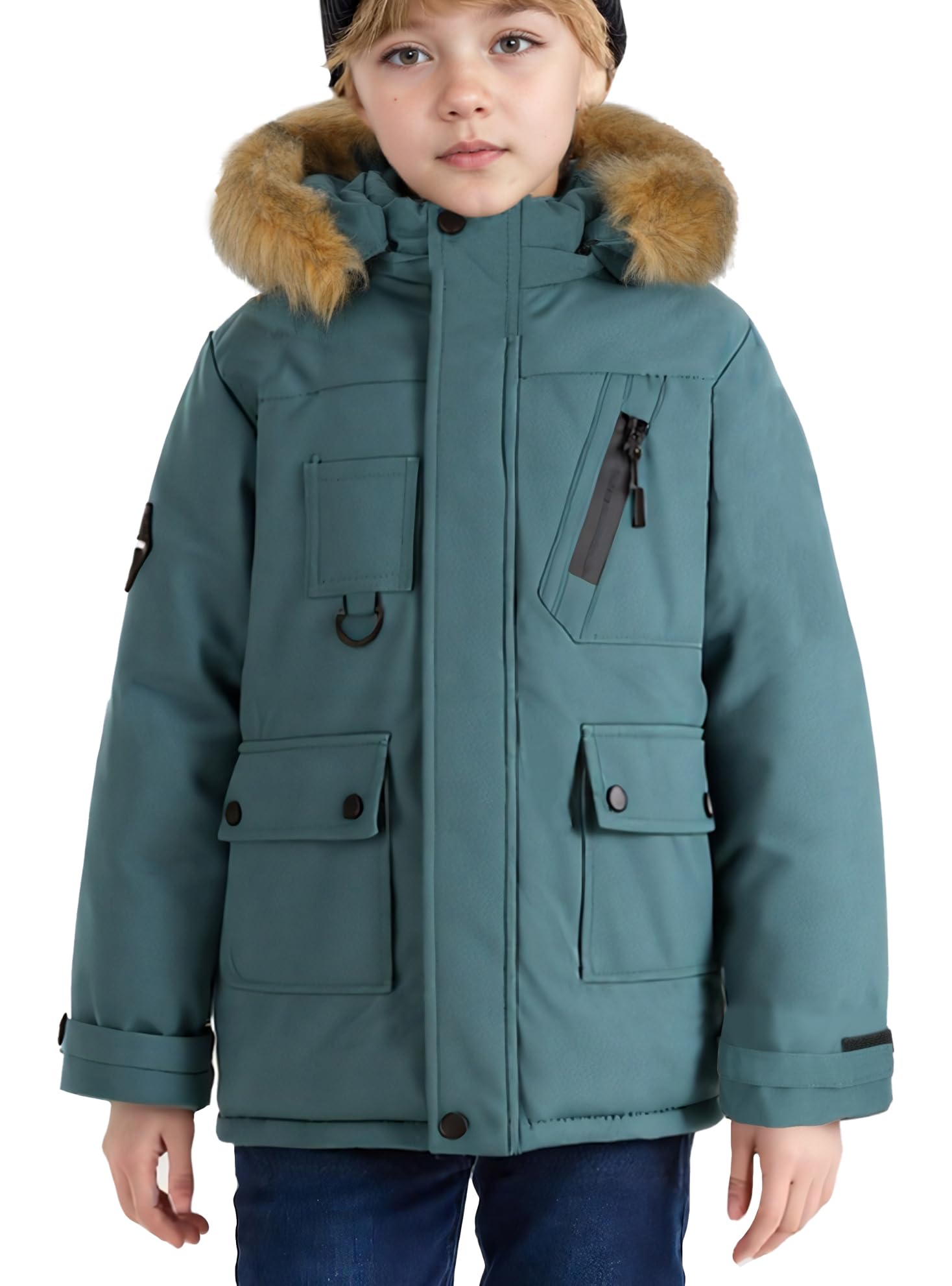 SEAUR Niño Chaqueta Parka Grueso Cómodo Abrigo de Invierno con Capucha Niño Ropa Cálida e Informal Resistente al Viento 5-14 años