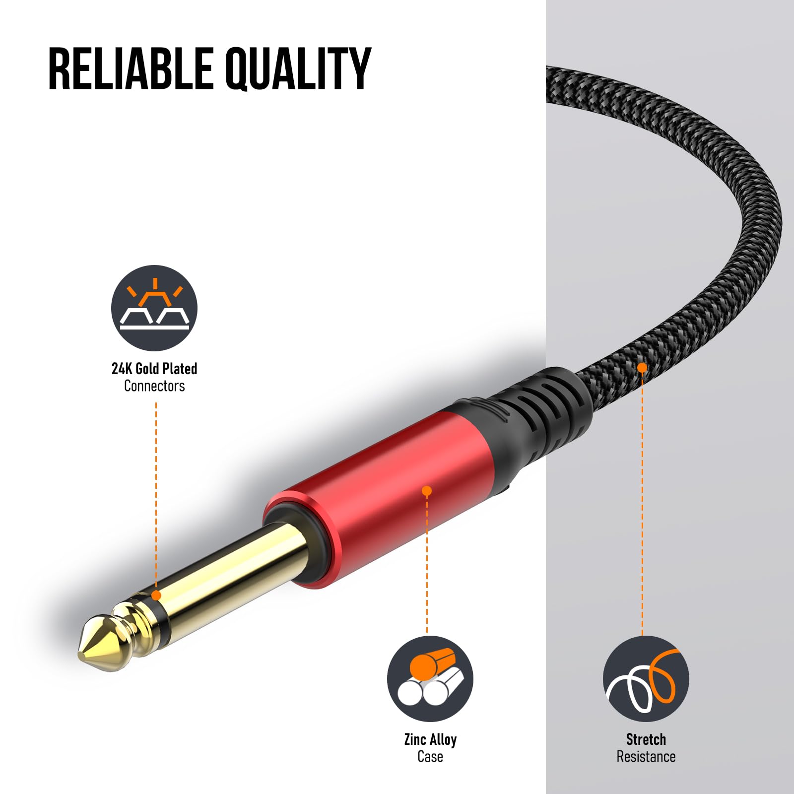 Adaptador de cable de audio divisor en Y de 3,5 mm 1/8 estéreo a dual TS mono Y de 1/4 compatible con iPhone, PC, tarjeta de sonido de computadora, mezclador, altavoz multimedia, sistema estéreo