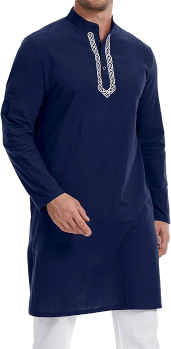 YAOHUOLE Caftans for Men Islamic Robe for Men Long Sleeve Arabic Thobe