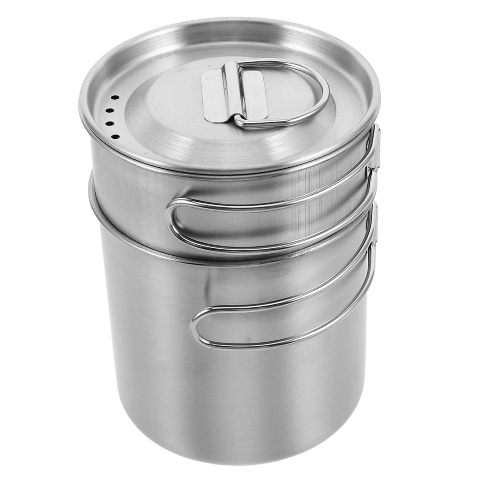 2 Stück Campingbecher aus Edelstahl mit Klappbarem Griff, Silber | Leicht und Stapelbar für Camping und Backpacking, Oktoberfest Deko für Kaffee und Bier