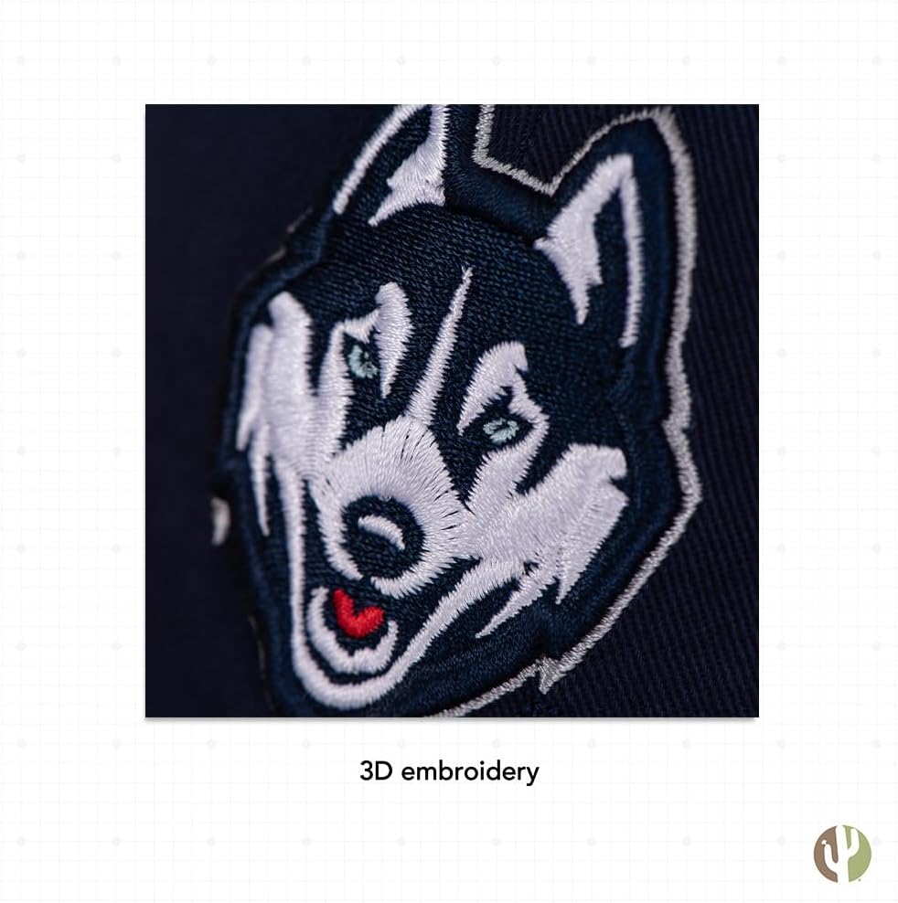 Desert Cactus University of Connecticut UConn Baseball Hat Huskies Brimmed Embroidered Hats Cap Adjustable Cloth Strap Adult (Style B1) Blue - Image 5