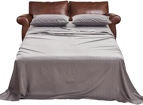 Miniatura 2 de Kingnex Sábanas a rayas para sofá cama Queen para sofá cama con 4-6 microfibra cepillada suave profunda 1800 microfibra de 4 piezas (60 x 74 x 6