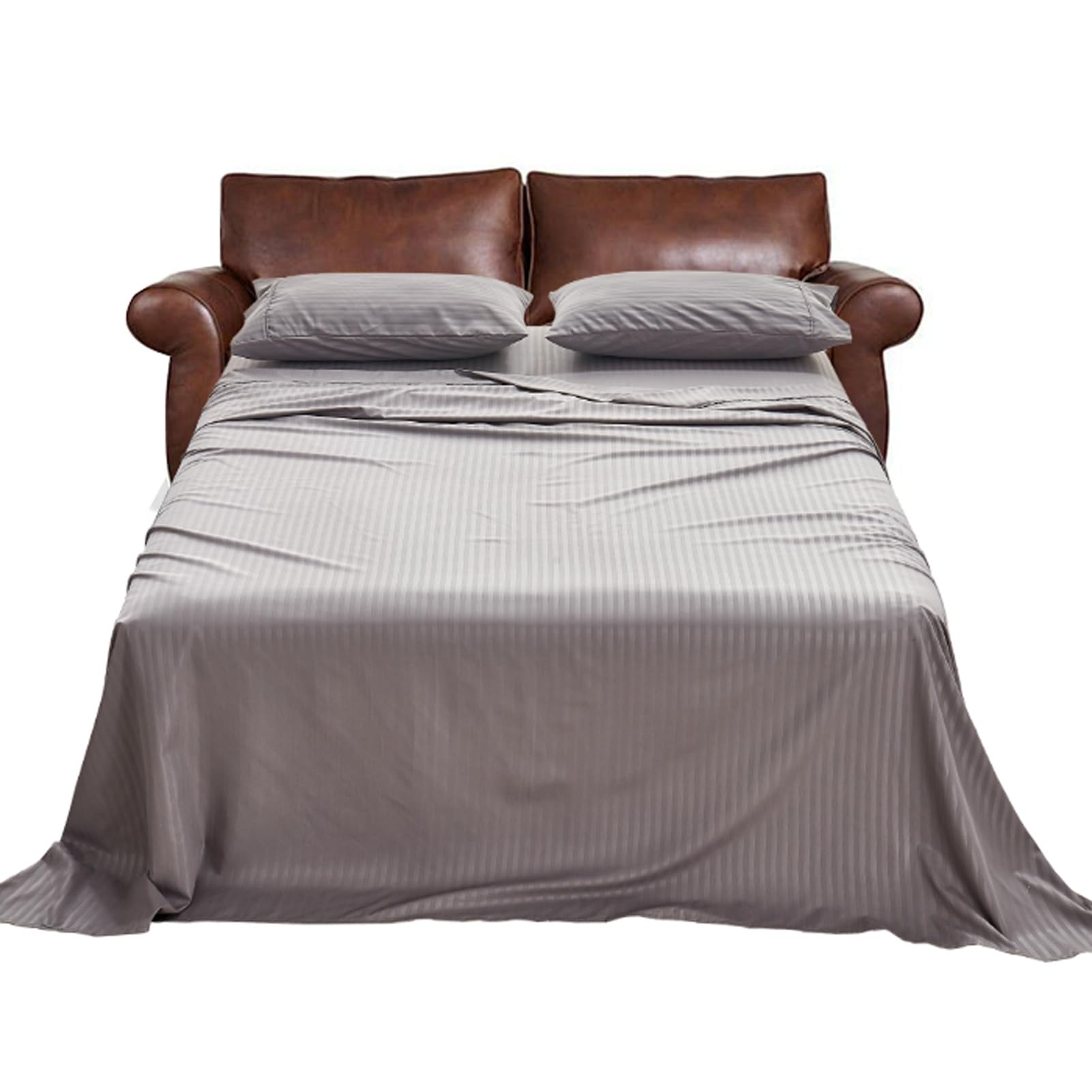 Kingnex Striped Sofa Bed Sheets Queen for Sleeper Sofa Bed with 4-6 Deep Soft Brushed 1800 Microfiber 4 Piece Bedding Set (60