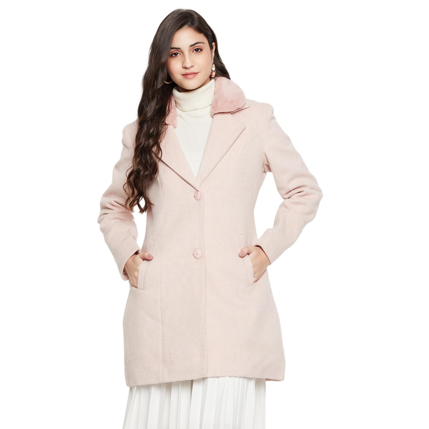 cantabil Solid Full Sleeves Regular Fit Women Casual Notch Lapel Long Coat | Casual Winter Long Coat for Women | Ladies Long Coat for Winter Wear (P_LLOC00033_PINK)-picture-19