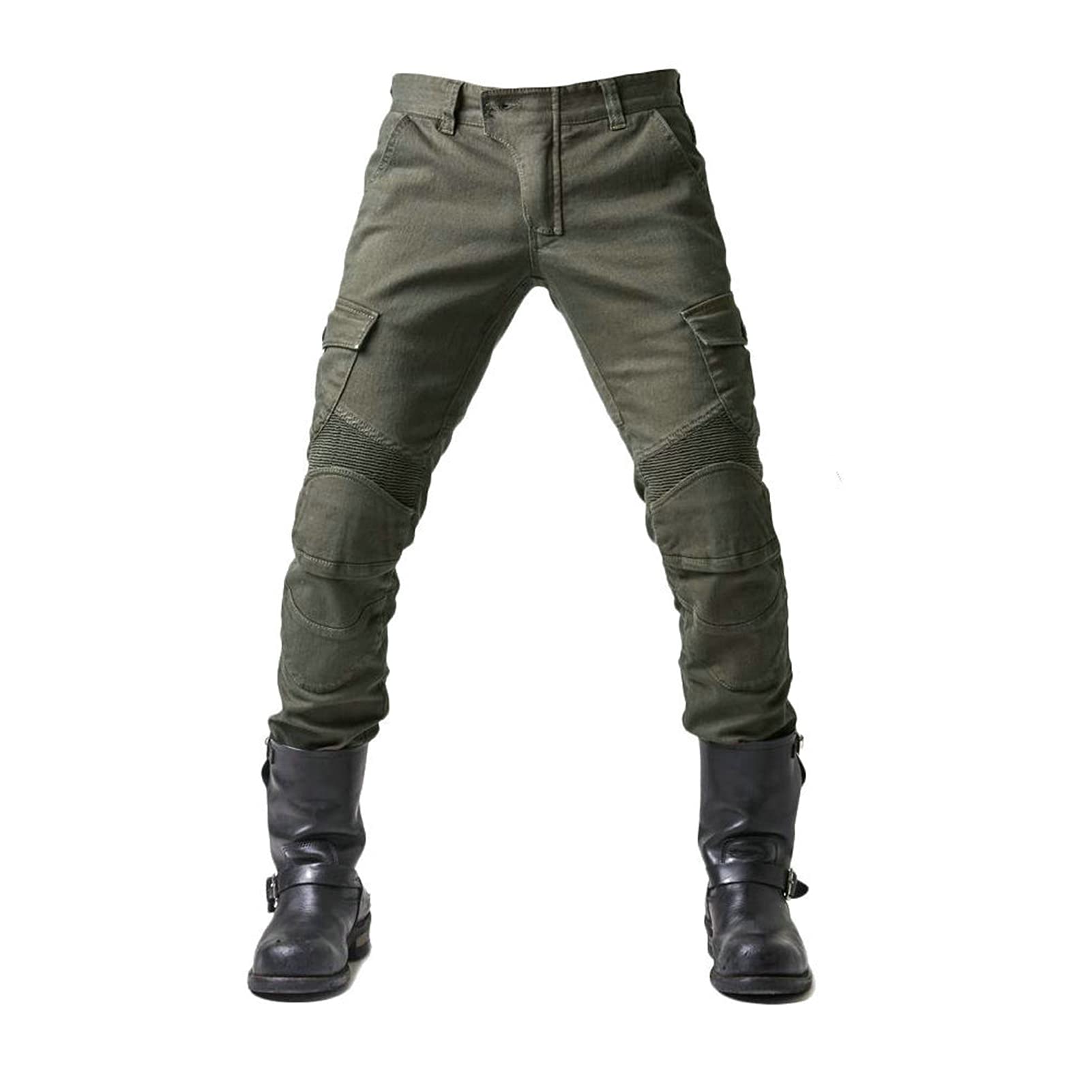 GEBIN Herren Motorradhose, Motorrad Jeans Biker Trousers, Sportliche Motorrad Hose Fahrrad Riding Schutzhose, Mit Protektoren Motorradhose (Green,3XL)