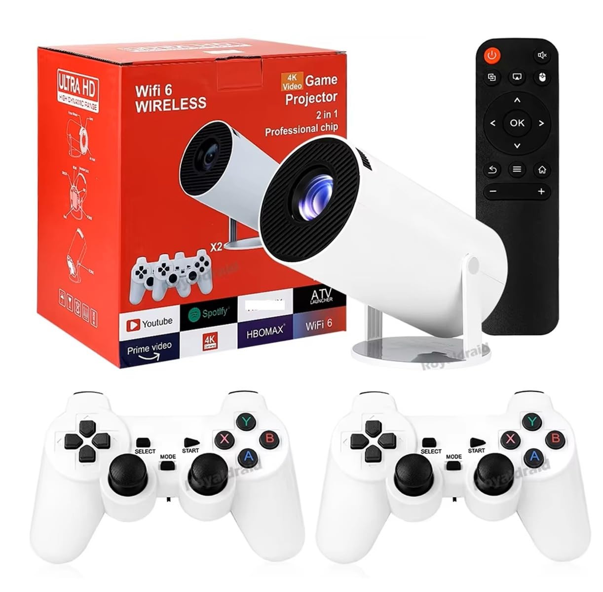Console per videogiochi retrò M300 Mini proiettore intelligente portatile Proiettore domestico Sistema Android11 ​​1080P 64 GB Giochi per regali