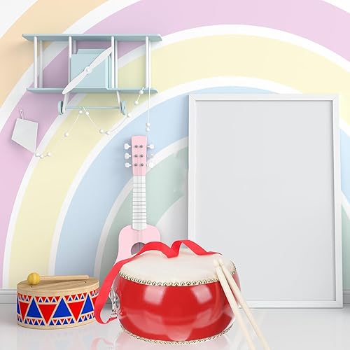 Miniatura 7 de Ipetboom Juego de 1 batería para niños, tambor para niños, tambor de bebé, tambor de mano para niños, juego de batería de juguete musical con palos