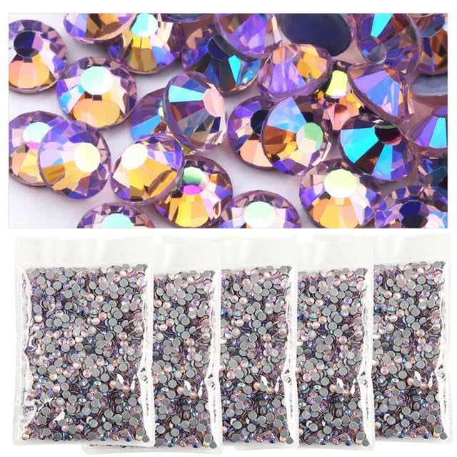 Großhandel Hotfix Strass Glitzer Strass AB Kristall Flatback Diamant Edelsteine Dekosteine Strass für Kleid Kleidungsstück-Antikes Zink-SS10-1440 Stück x 5 Beutel