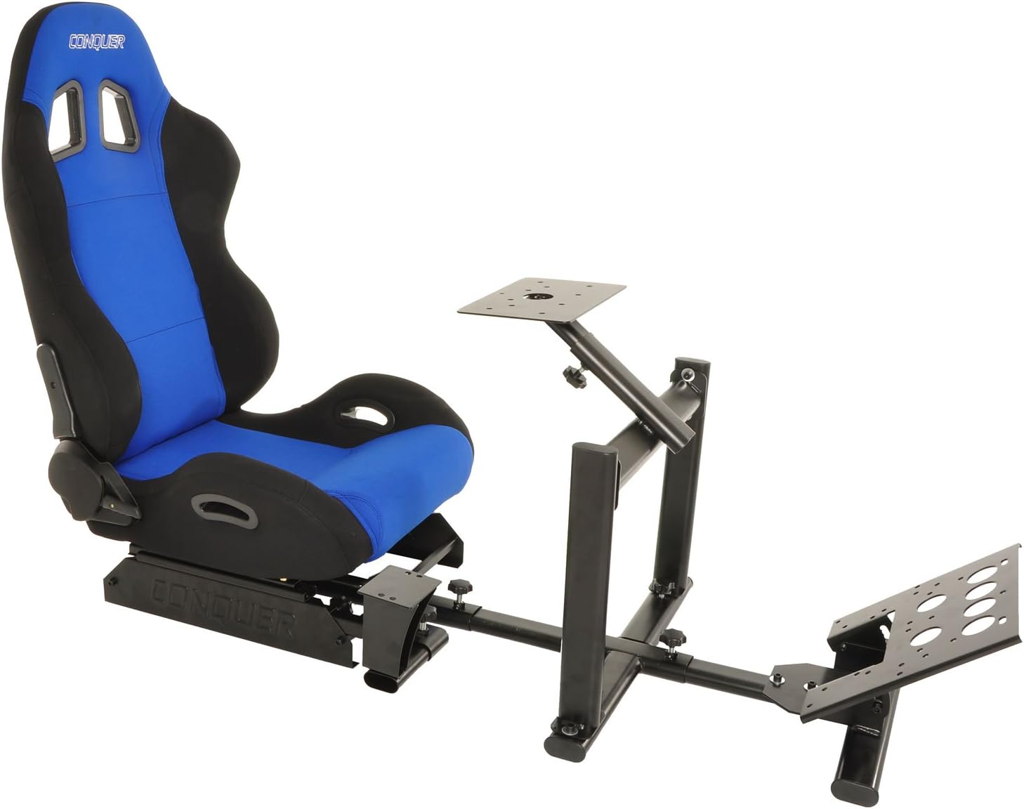 Conquer Racing Simulator Cockpit Driving Gaming Reclinable Seat with Gear Shifter Mount Blue