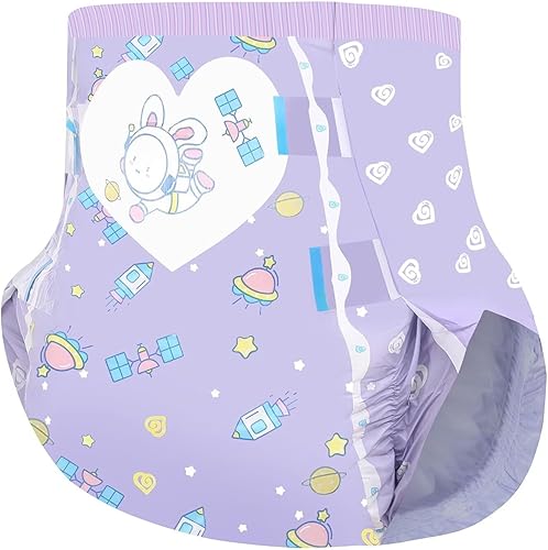 Miniatura 5 de Landofgenie Pañales para adultos, 2 piezas de pañales impresos para incontinencia durante la noche, pañales con pestañas (mediano 28-38 pulgadas)