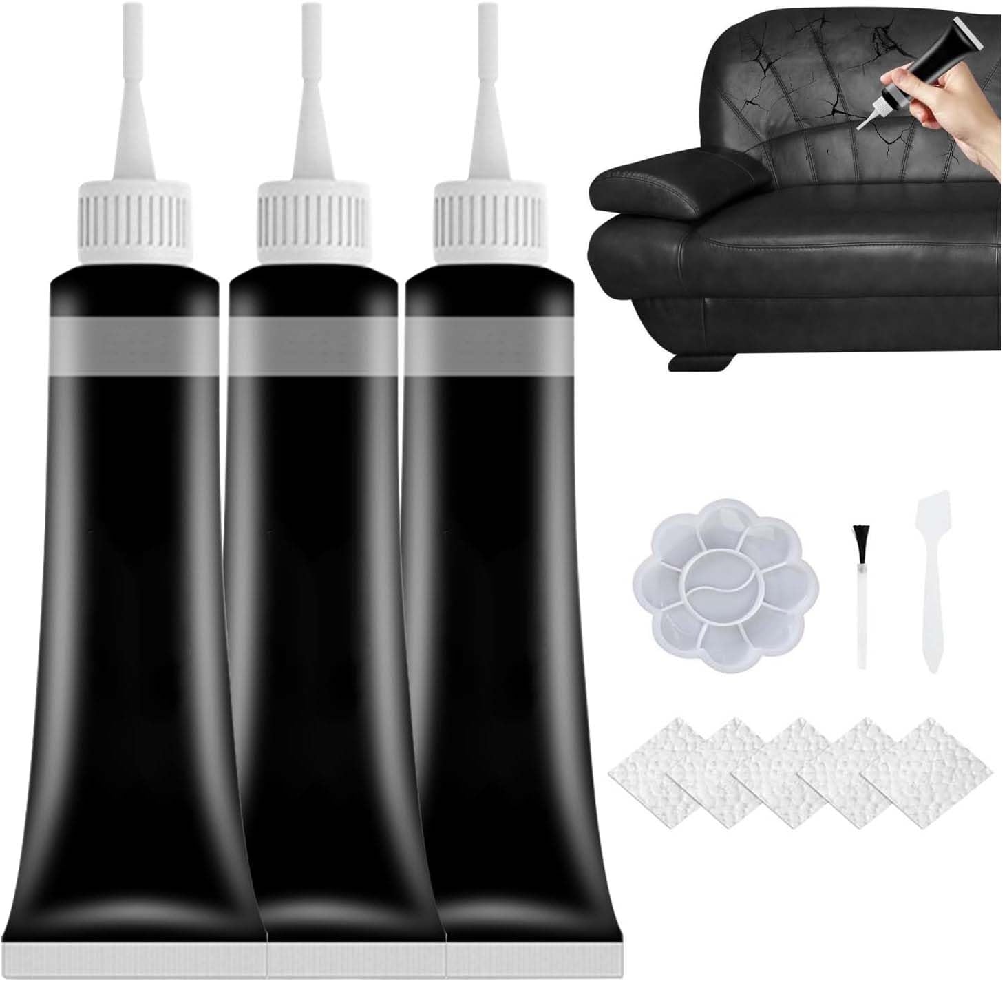 2025 Upgrade Advanced Leather Repair Gel, Leather Repairs for Car Seat Vinyl Repair Kit, New Multifunctional Leathers Repair Kits for Car Seat Couch and Jacket Repair Kit, Black