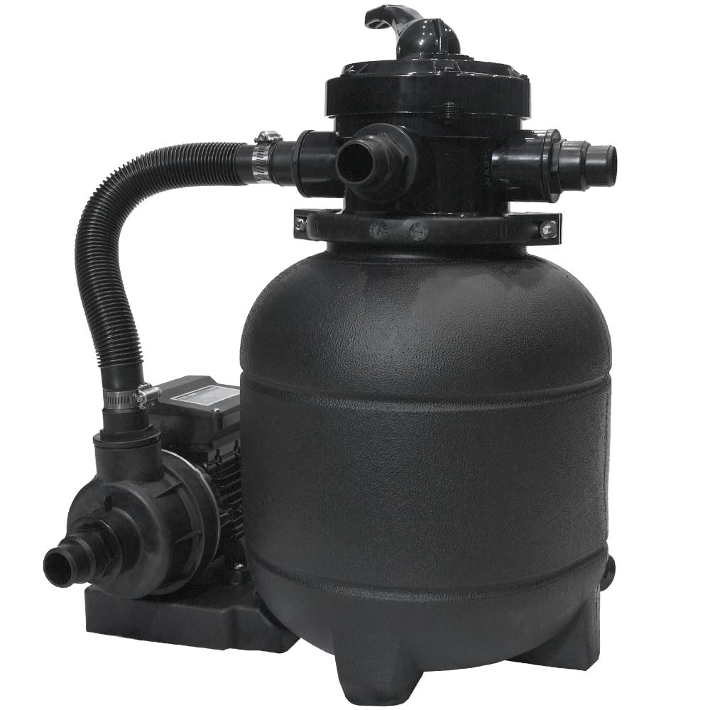 Poolpanda Sandfilteranlage DS 6500 Pro | 6.000 l/h Pumpleistung | 4.100 l/h Systemleistung | großer 310 mm Kessel | schwarz | für Pools bis 20.000 Liter | Pool Sandfilter 32+38 mm