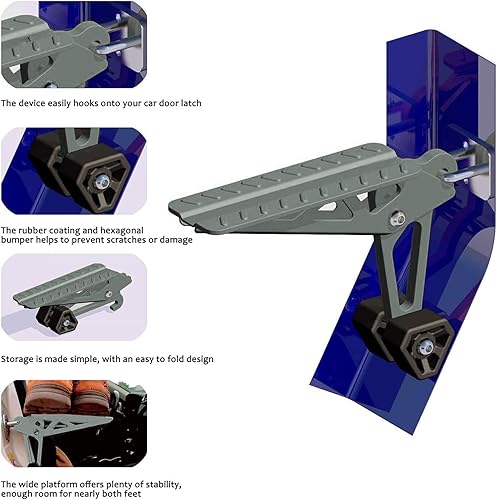 Miniatura 64 de COWVIE Escalón plegable para puerta de auto: Escalón para acceso al techo del vehículo para ambos pies, Escalera para la mayoría de SUV, Camiones