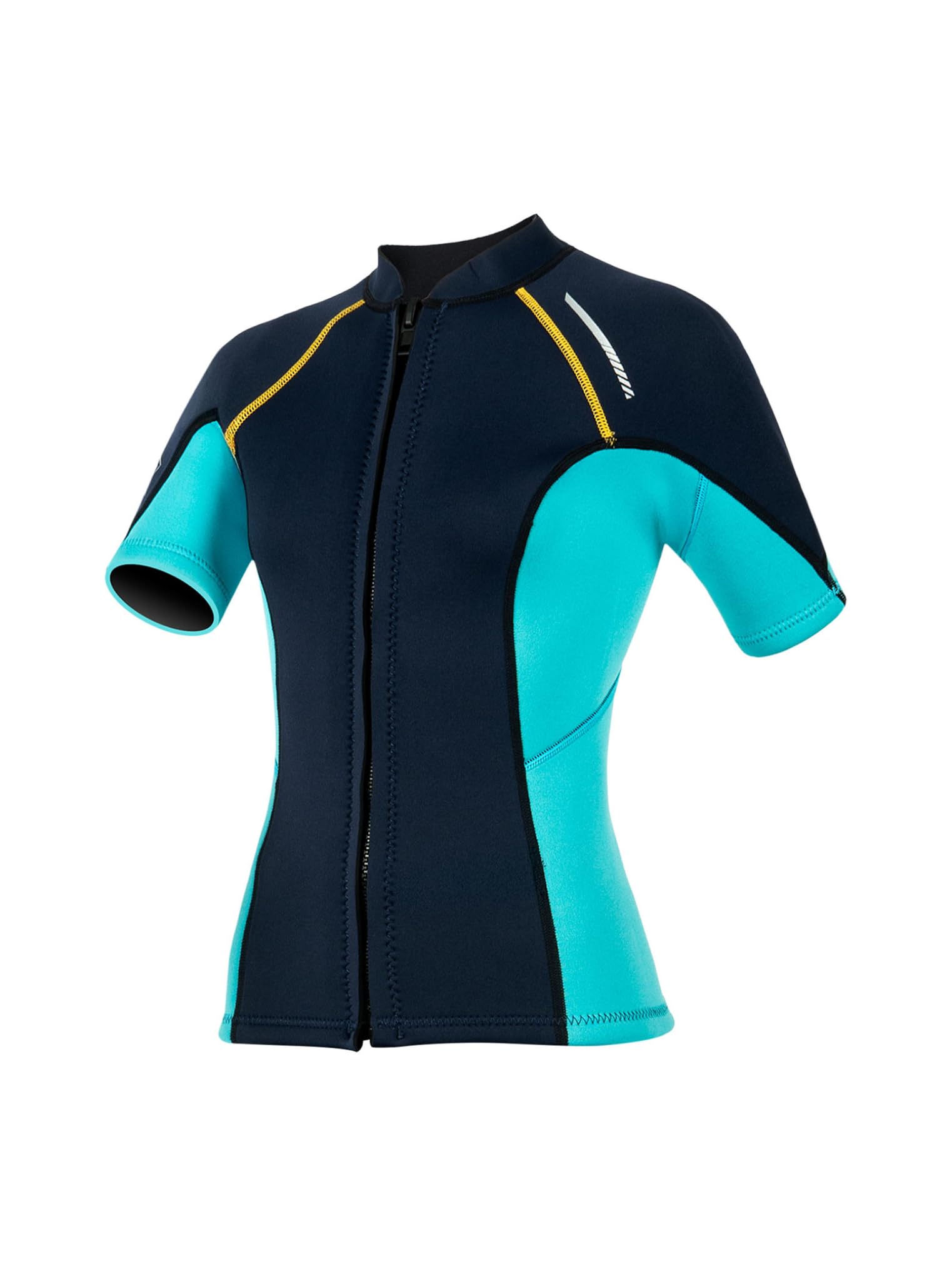 Freebily Damen Neoprenanzug Oberteil 1.5mm Kurzarm Mit Frontreißverschluss Wärme Tauchen Schwimmen Kanu Surfen Top