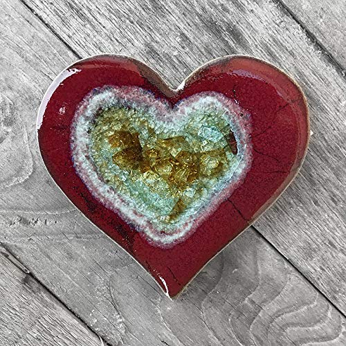 Heart Geode Crackle Coaster, Individual Coaster, Geode