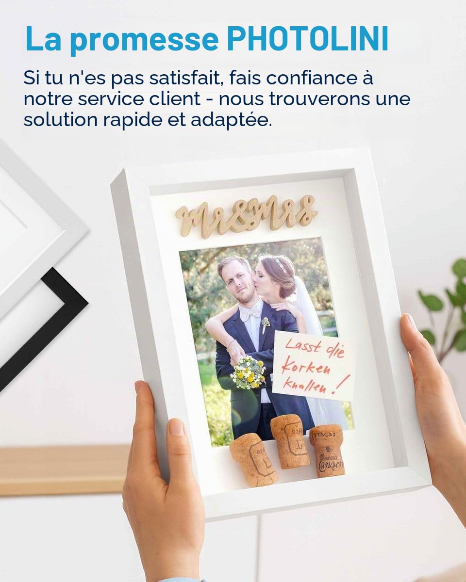 PHOTOLINI Cadre Photo 3D à remplir 50 x 70 cm Noir, Cadre boîte Profond, pour Objets jusqu'à 3 cm, Bois MDF, Verre Acrylique - pour Les Loisirs créatifs & comme Cadeau