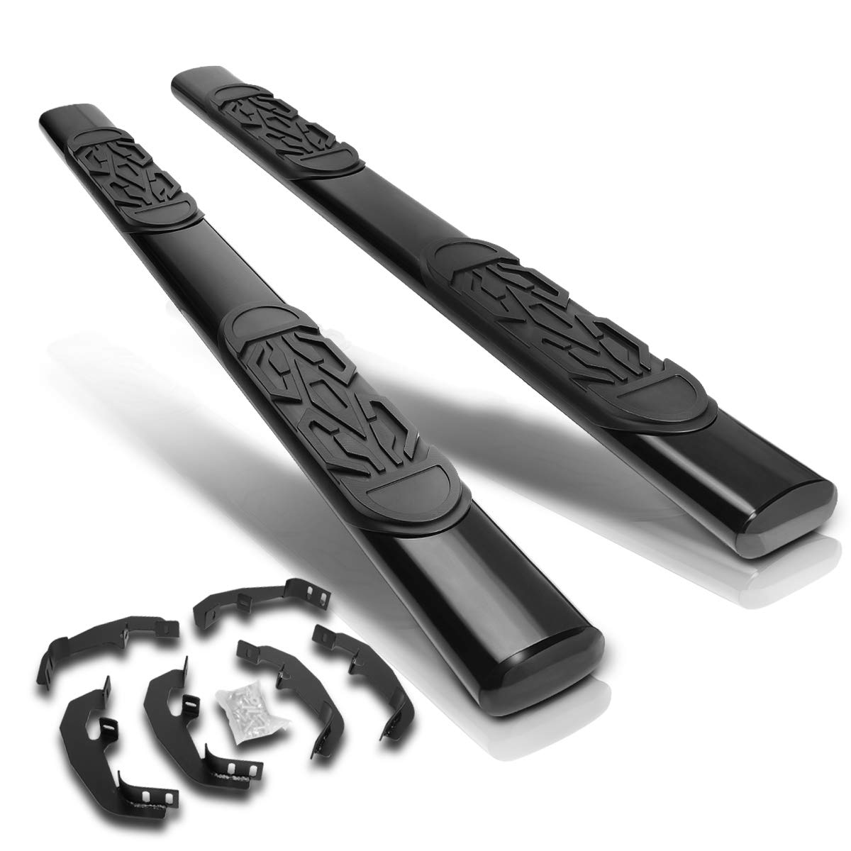 [Pair] 6 Inch Black Oval Nerf Bars Side Steps Running Boards Compatible with Silverado Sierra Crew Cab 19-21