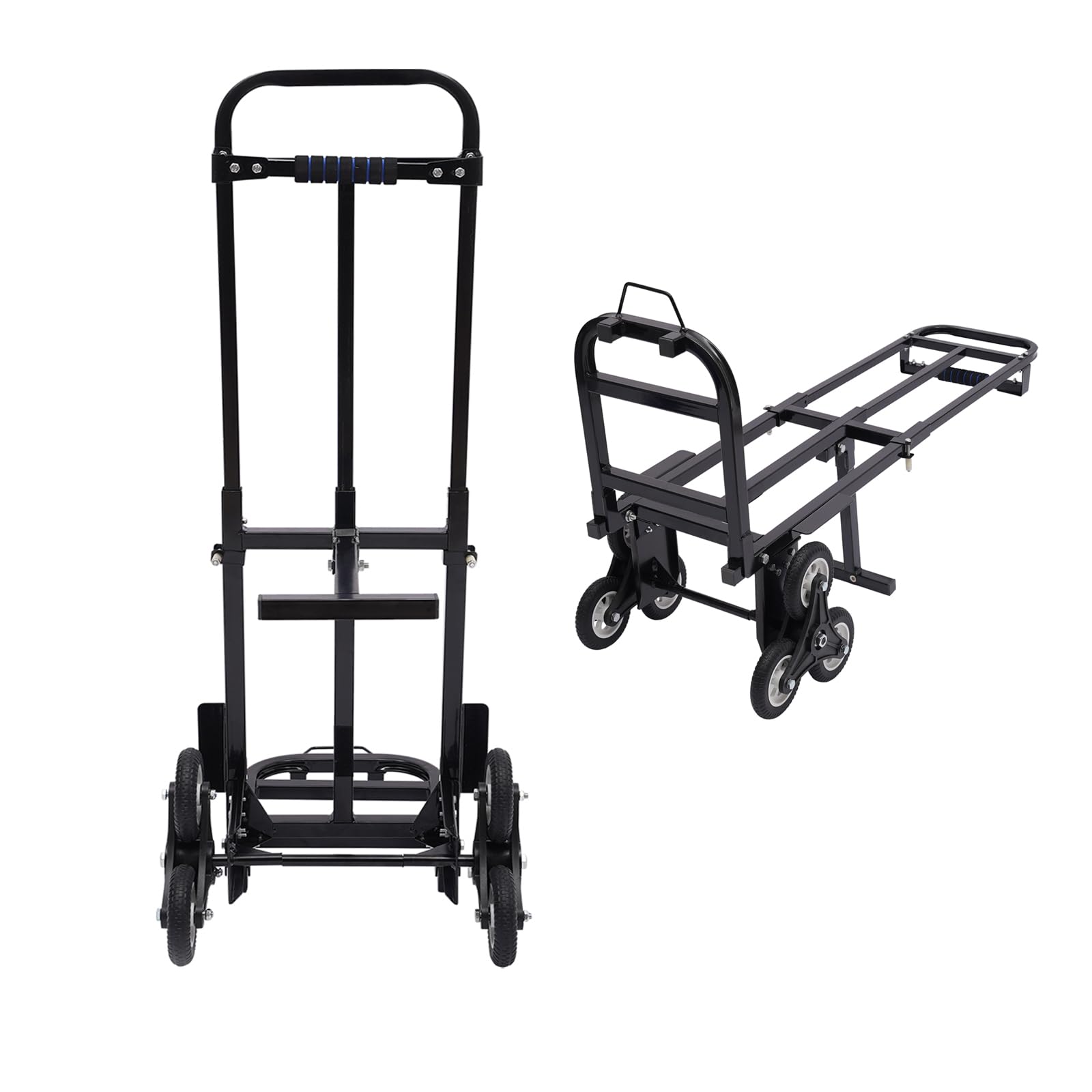 Carrello Pieghevole per Salire le Scale, Carrello per il Trasporto in Acciaio, Carrello per la Spesa con 6 Ruote Carrello Regolabile per Magazzini Aeroporti, Portata Massima 210 kg