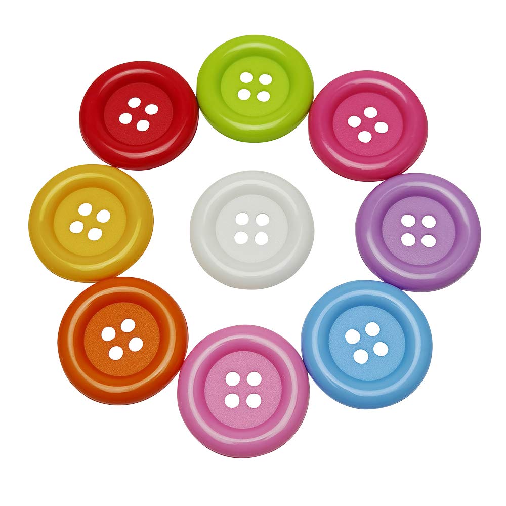 Libiline 30pcs Large Plastic Button 4Holes Craft Clothe Sewing Wholesale (Multi-Color, 64mm)
