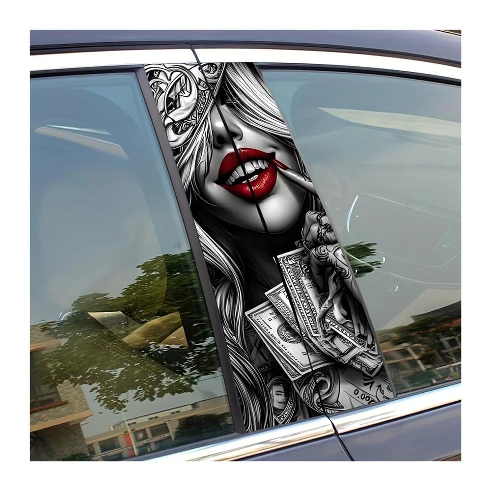 Bertdcx Girls One Color Two Red Lip Car Stickers Matte Vinyl Easy To Paste No Residual Glue Auto Parts