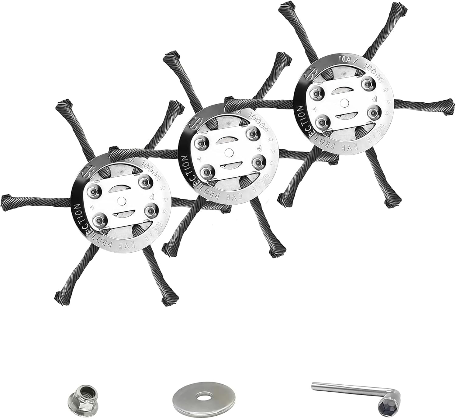 Universal Steel Wire Grass Trimmer Head, String Trimmer Replacement Blade with 5mm Arbor, Heavy Duty Metal Brush Cutter for Lawn Care, Driveway Cleaning & Moss Removal (6 Heads 3Pcs)