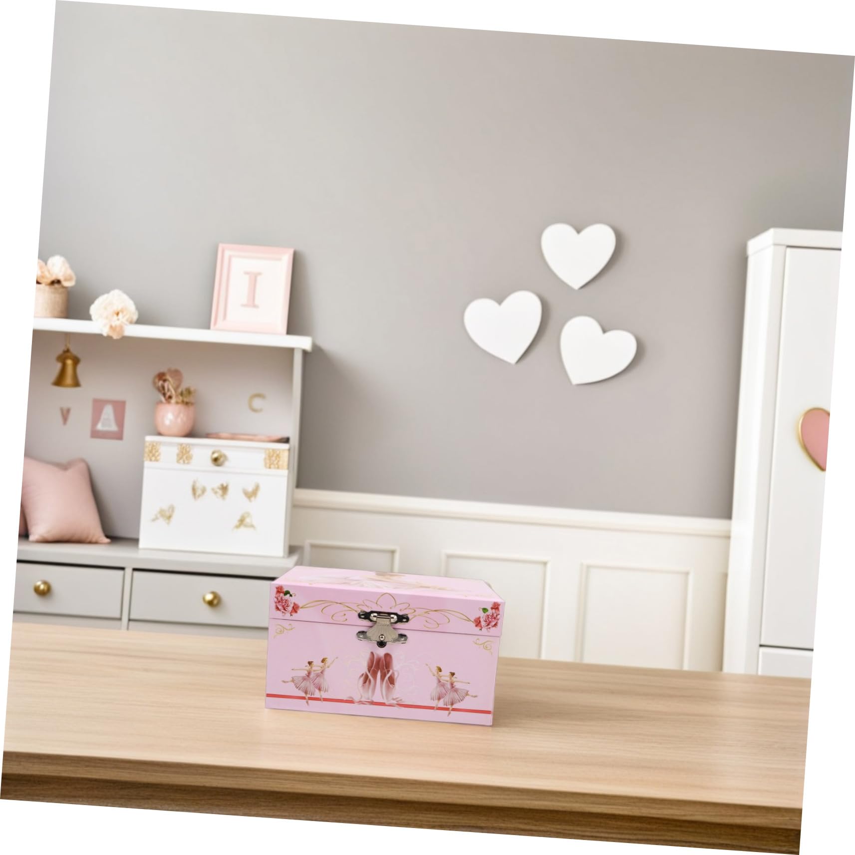 Ipetboom Joyero Musical Bailarina Rosa de 5 Pulgadas, Caja de Música de Ballet para Niñas, Organizador Compacto de Joyas, Decoración Infantil y Obsequio para Cumpleaños