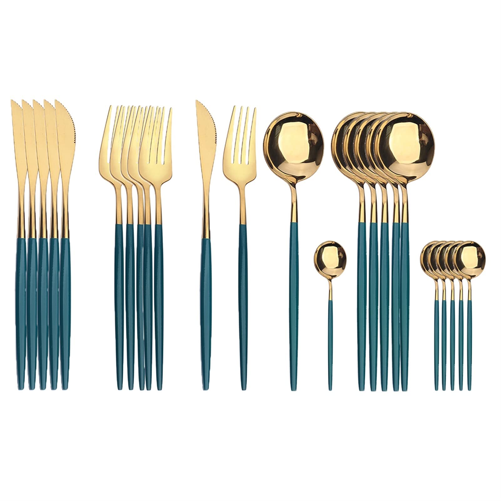 Ensemble de coutellerie noire 24pcs vaisselle en acier inoxydable avec fourchette et cuillère