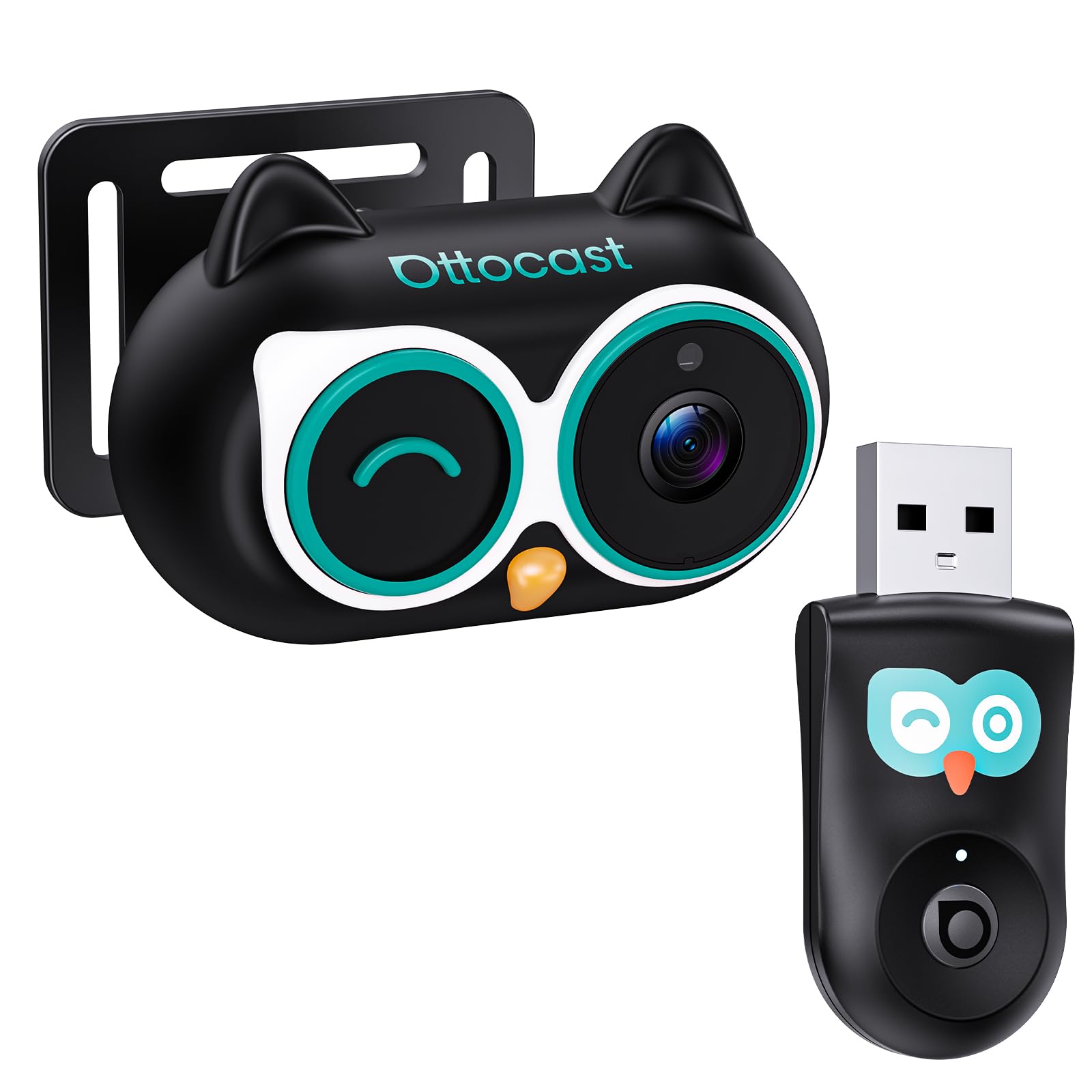 Ottocast Cabin Care CarPlay Adapter 2026, Ottocast Mini Telecamera Sedile Posteriore 1080P, USB-A Plug & Play, Solo per CarPlay cablato di fabbrica