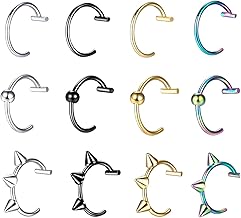 12 Pieces Fake Piercing Fake Piercing, Lip Fake Septum Piercing, Fake Nose Ring Nose Piercing Rings Set, Earrings/Nose Ring