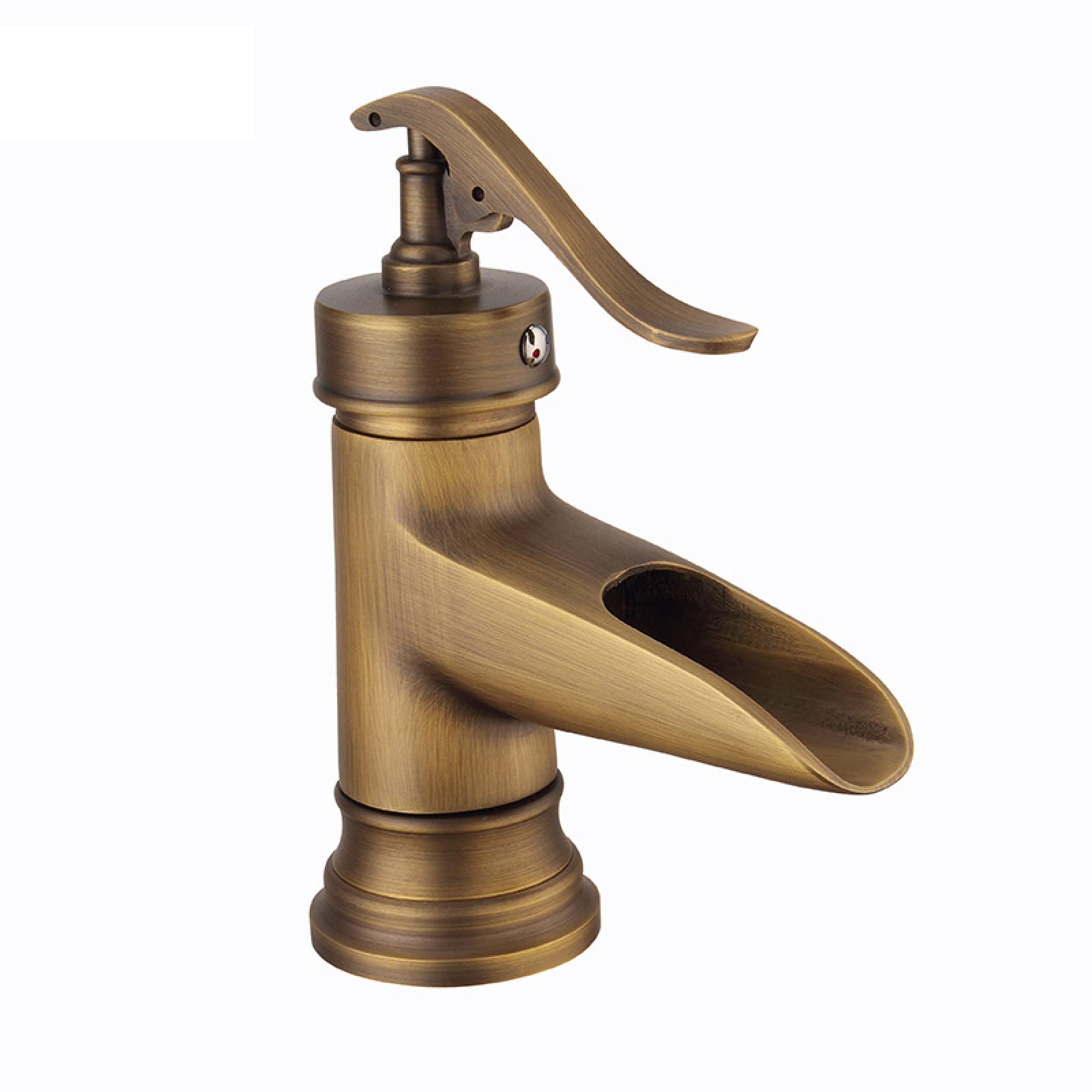 Nvsfzgiyg Antique Waterfall Sink Faucet Bathroom, Hot And Cold Mixer Tap, Single Handle Faucets, Black, Short(,Short)
