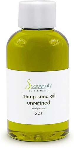 Soapeauty Aceite de semilla de cáñamo sin refinar prensado en frío  Masaje y aceite corporal  para hacer piel, cara, cabello y jabón  Portador para