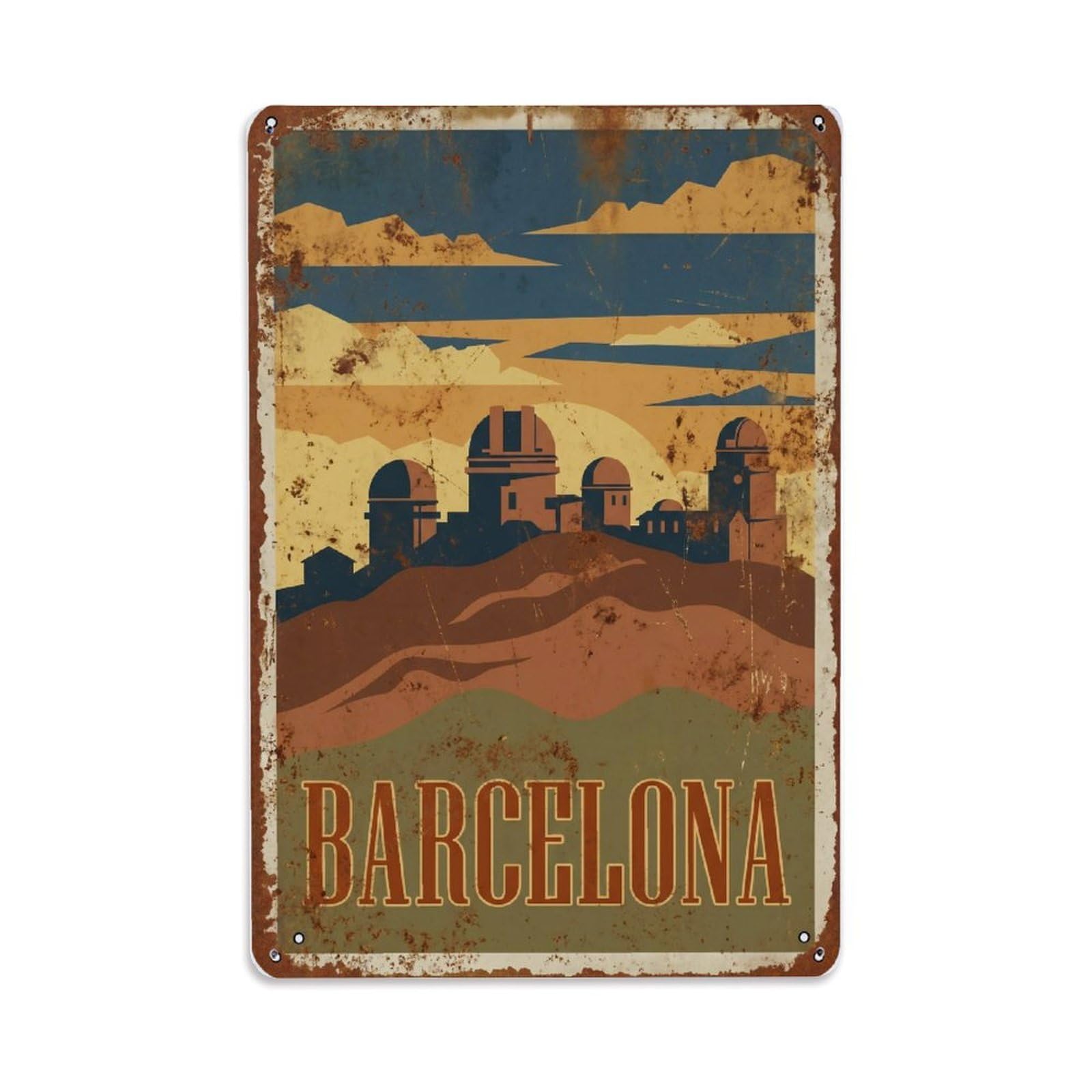 Vintage Travel Observatories Spain Hilltop Metal Tin Sign Plaque Wall Decor for Cafe, Club Bar, Office, Home Garden Metal Poster 8x12Inch