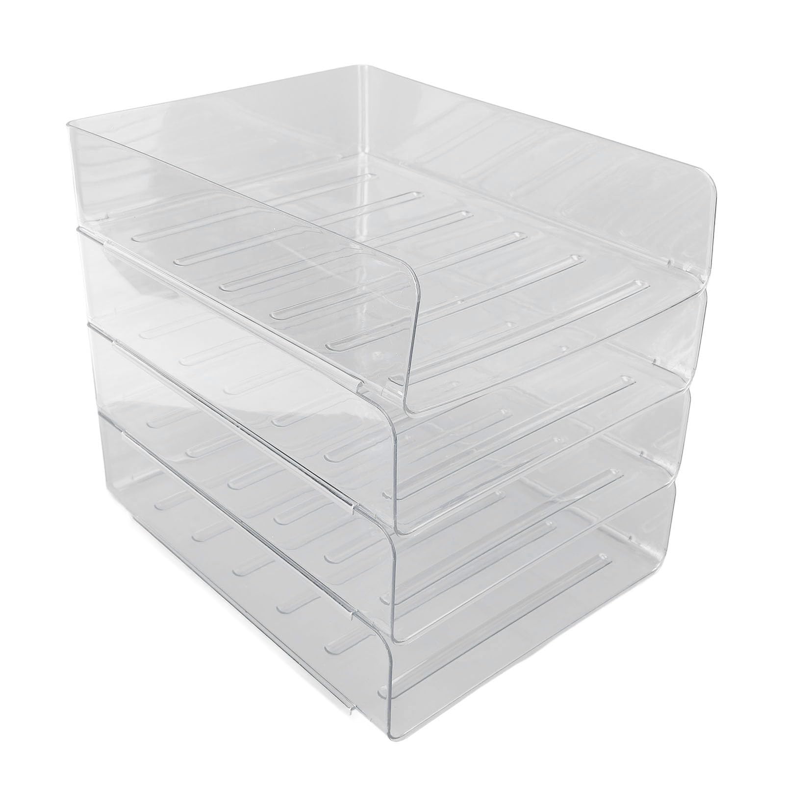 Schreibtisch-Briefablage-Set, 4 Schichten, verdickt, transparent, multifunktional, stapelbar, A4-Papierablage, Organizer für Zuhause